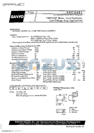 2SC4401 datasheet - VHF/UHF Mixer, Local Oscillator, Low-Voltage Amp Applications