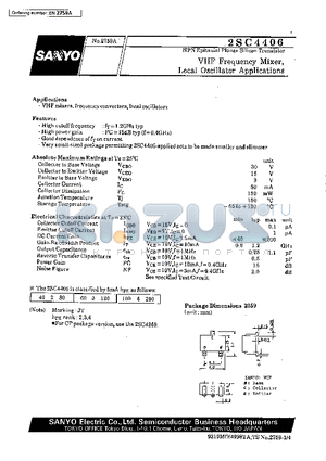 2SC4406 datasheet - VHF Frequency Mixer, Local Oscillator Applications