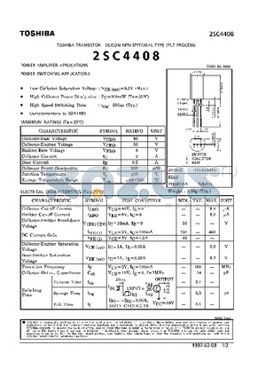 2SC4408 datasheet - NPN EPITAXIAL TYPE (POWER AMPLIFIER, SWITCHING APPLICATIONS)