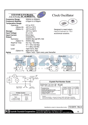 CCO-014MH-50 datasheet - Clock Oscillator