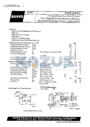 2SC4441 datasheet - Very High-Definition Monocuro Display Horizontal Deflection Output Applications