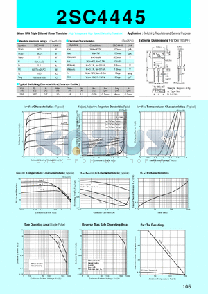 2SC4445 datasheet - Silicon NPN Triple Diffused Planar Transistor(Switching Regulator and General Purpose)