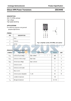 2SC4445 datasheet - Silicon NPN Power Transistors