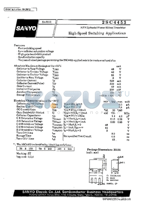 2SC4453 datasheet - High-Speed Switching Applications