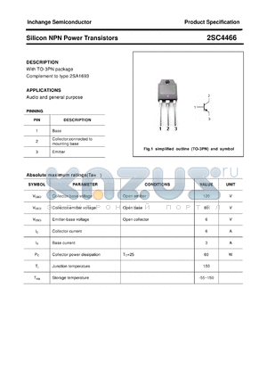 2SC4466 datasheet - Silicon NPN Power Transistors