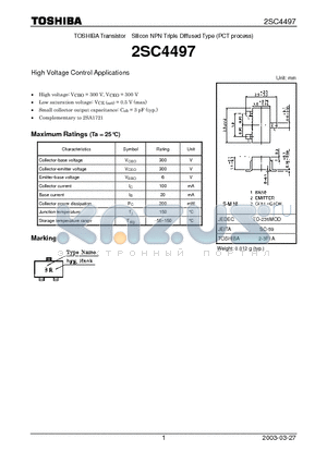 2SC4497_03 datasheet - High Voltage Control Applications