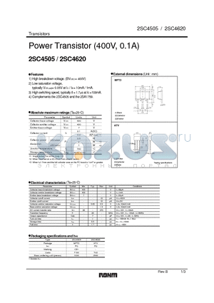 2SC4505 datasheet - Power Transistor (400V, 0.1A)