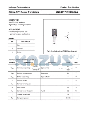2SC4517 datasheet - Silicon NPN Power Transistors