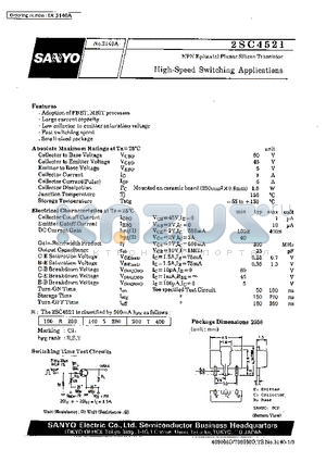 2SC4521 datasheet - High-Speed Switching Applications