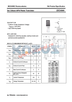 2SC4546 datasheet - isc Silicon NPN Power Transistor