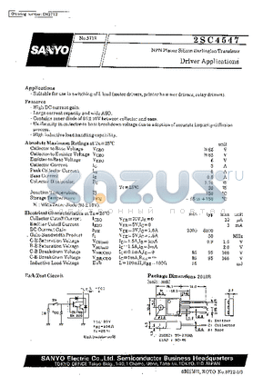 2SC4547 datasheet - Driver Applications