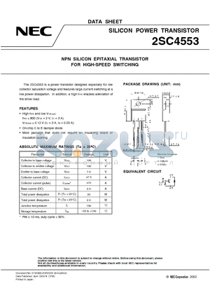 2SC4553 datasheet - NPN SILICON EPITAXIAL TRANSISTOR FOR HIGH-SPEED SWITCHING