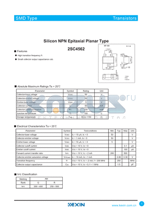 2SC4562 datasheet - Silicon NPN Epitaxial Planar Type