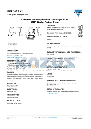 BFC233820183 datasheet - Interference Suppression Film Capacitors MKP Radial Potted Type