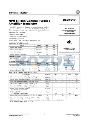 2SC4617 datasheet - NPN Silicon General Purpose Amplifier Transistor