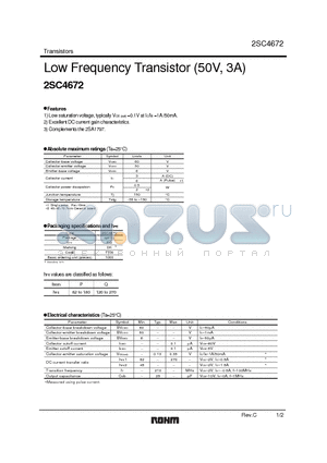 2SC4672T100Q datasheet - Low Frequency Transistor (50V, 3A)