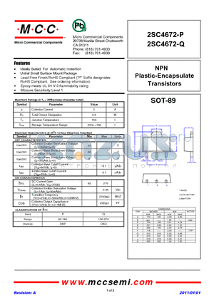 2SC4672-P datasheet - NPN Plastic-Encapsulate Transistors