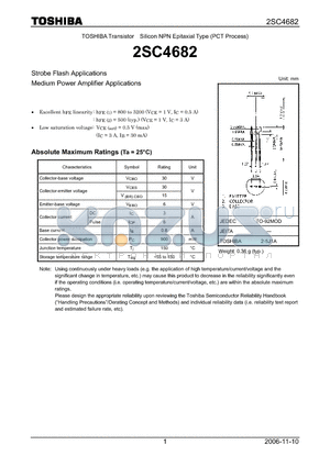 2SC4682_07 datasheet - Silicon NPN Epitaxial Type (PCT Process) Strobe Flash Applications