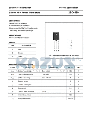 2SC4689 datasheet - Silicon NPN Power Transistors