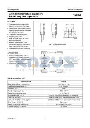 136RVI datasheet - Aluminum electrolytic capacitors Radial, Very Low Impedance