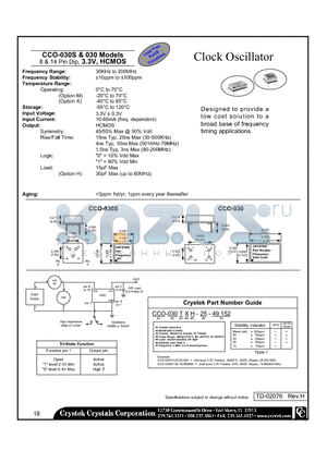 CCO-030ST-10-49.152 datasheet - 8 & 14 Pin Dip, 3.3V, HCMOS Clock Oscillator