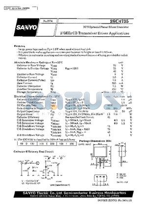 2SC4735 datasheet - 27MHz CB Transceiver Driver Applications