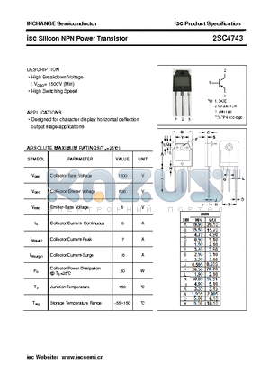 2SC4743 datasheet - isc Silicon NPN Power Transistor