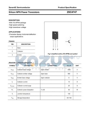 2SC4747 datasheet - Silicon NPN Power Transistors