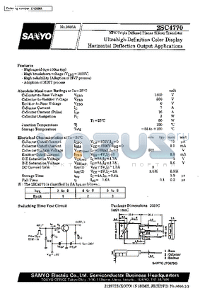 2SC4770 datasheet - Ultrahigh-Definition Color Display Horizontal Deflection Output Applications