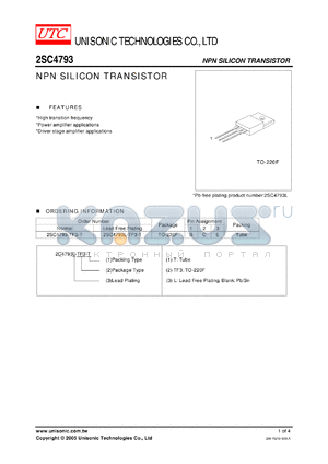 2SC4793 datasheet - NPN SILICON TRANSISTOR