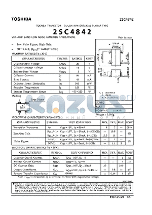 2SC4842 datasheet - NPN EPITAXIAL PLANAR TYPE (VHF~UHF BAND LOW NOISE AMPLIFIER APPLICATIONS)