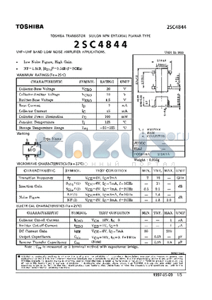 2SC4844 datasheet - NPN EPITAXIAL PLANAR TYPE (VHF~UHF BAND LOW NOISE AMPLIFIER APPLICATIONS)