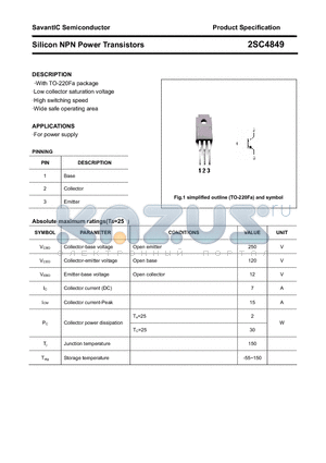 2SC4849 datasheet - Silicon NPN Power Transistors