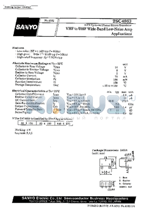 2SC4863 datasheet - VHF to UHF Wide-Band Low-Noise Amp Applications