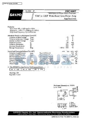 2SC4867 datasheet - VHF to UHF Wide-Band Low-Noise Amp Applications