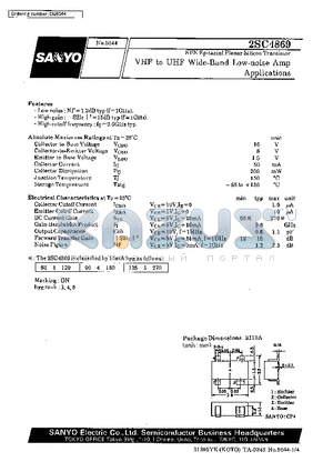 2SC4869 datasheet - VHF to UHF Wide-Band Low-Noise Amp Applications