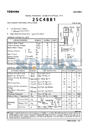 2SC4881 datasheet - NPN EPITAXIAL TYPE (HIGH CURRENT SWITCHING APPLICATIONS)