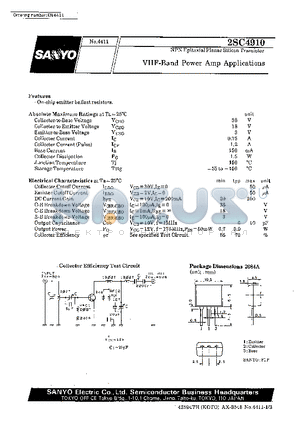 2SC4910 datasheet - VHF-Band Power Amp Applications