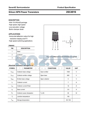 2SC4916 datasheet - Silicon NPN Power Transistors