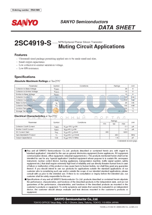 2SC4919-S datasheet - Muting Circuit Applications