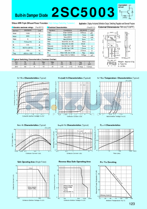 2SC5003 datasheet - Silicon NPN Triple Diffused Planar Transistor(Display Horizontal Deflection Output, Switching Regulator and General Purpose)