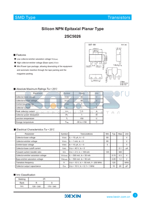 2SC5026 datasheet - Silicon NPN Epitaxial Planar Type