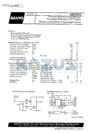 2SC5045 datasheet - Very High-Definition CRT Display Horizontal Deflection Output Applications