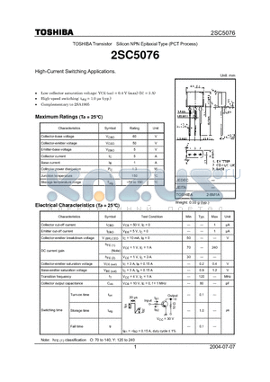 2SC5076 datasheet - High-Current Switching Applications.