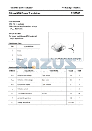 2SC508 datasheet - Silicon NPN Power Transistors