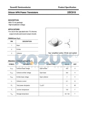 2SC515 datasheet - Silicon NPN Power Transistors