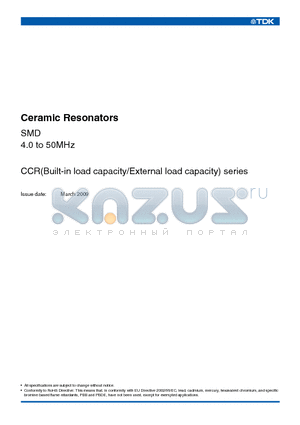 CCR25.0MXC7T datasheet - Ceramic Resonators