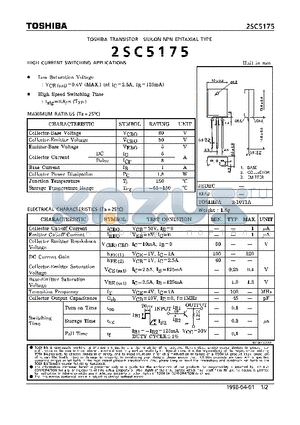2SC5175 datasheet - NPN EPITAXIAL TYPE (HIHG CURRENT SWITCHING APPLICATIONS)