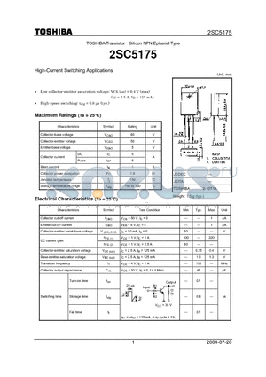 2SC5175 datasheet - High-Current Switching Applications
