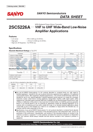 2SC5226A datasheet - VHF to UHF Wide-Band Low-Noise Amplifier Applications
